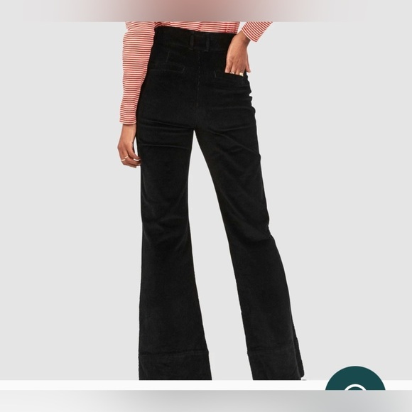 Faherty Women’s Phoebe Corduroy Wide Leg Pants Black 27 waist patch pocket - Picture 15 of 16